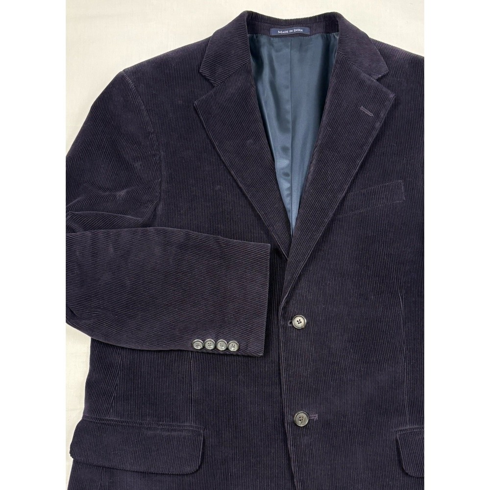 *VTG 80s/90s Lands End Navy Blue 100% Cotton Corduroy Sport Coat 40S Preppy